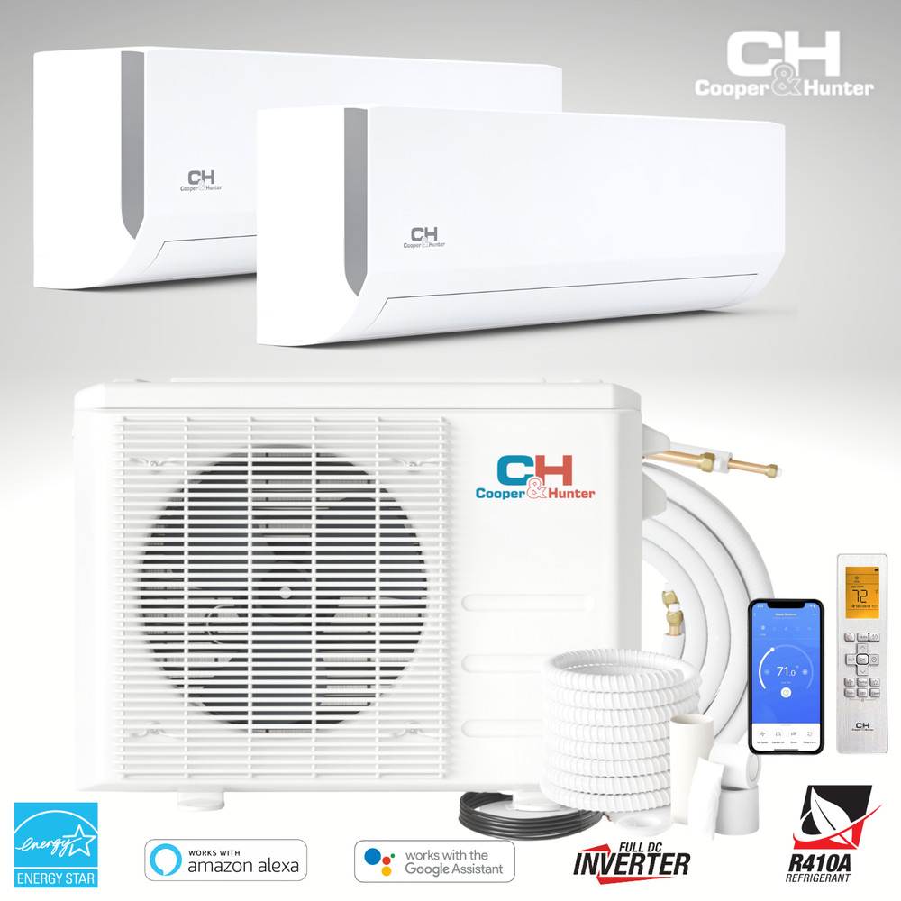 18000 BTU Dual 2 Zone Mini Split Heat Pump Air Conditioner 22.5 SEER 12000 12000