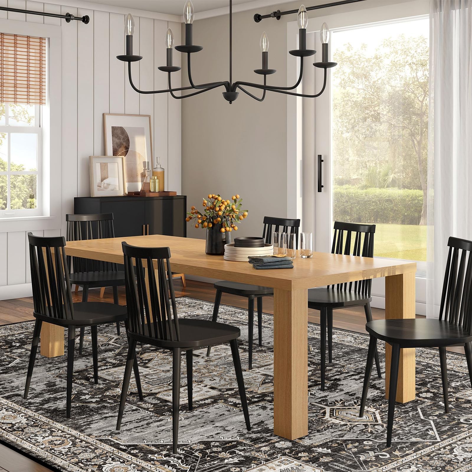 Area Rug 8x10 Washable Stain Resistant Non Slip Backing Black RUUGME Rugs Large gallery