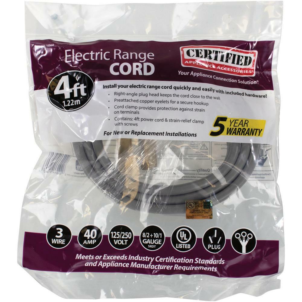 3 Prong Range Power Cord for Electric Cooktops, Ranges, Ovens 40 Amp gallery