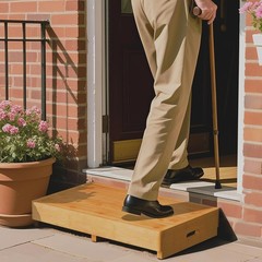 One Step Stool for Elderly, Bamboo High Riser Step Stool for Bed 550lbs Capacity