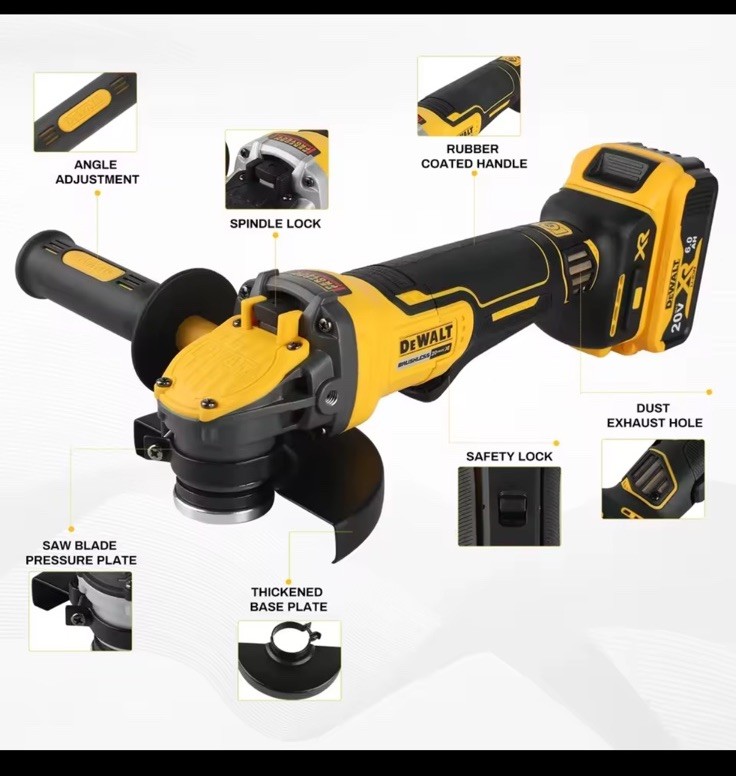 DEWALT DCG416 ANGLE GRINDER + DCB206 BATT + CHARGER - FREE USA SHIP - L@@K