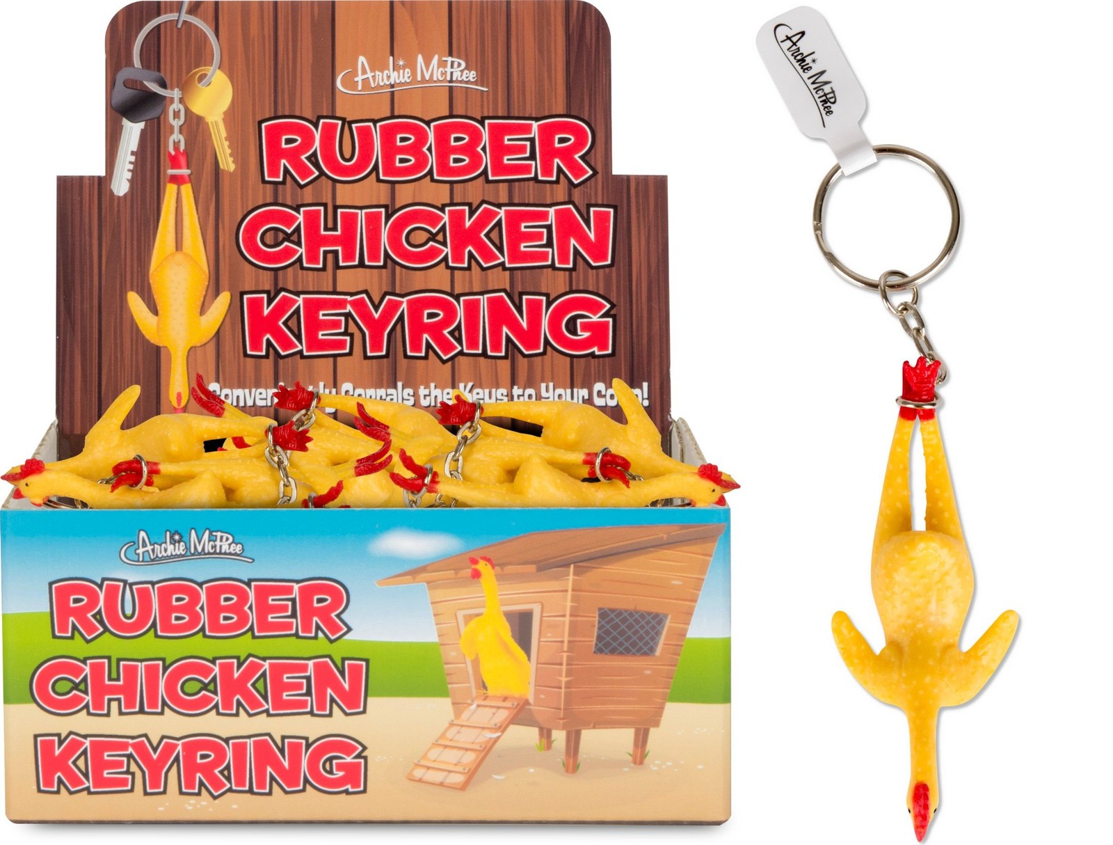 Rubber Chicken 3" Inch Keyring Key Chain - Funny Novelty Gag Toy - Archie McPhee gallery
