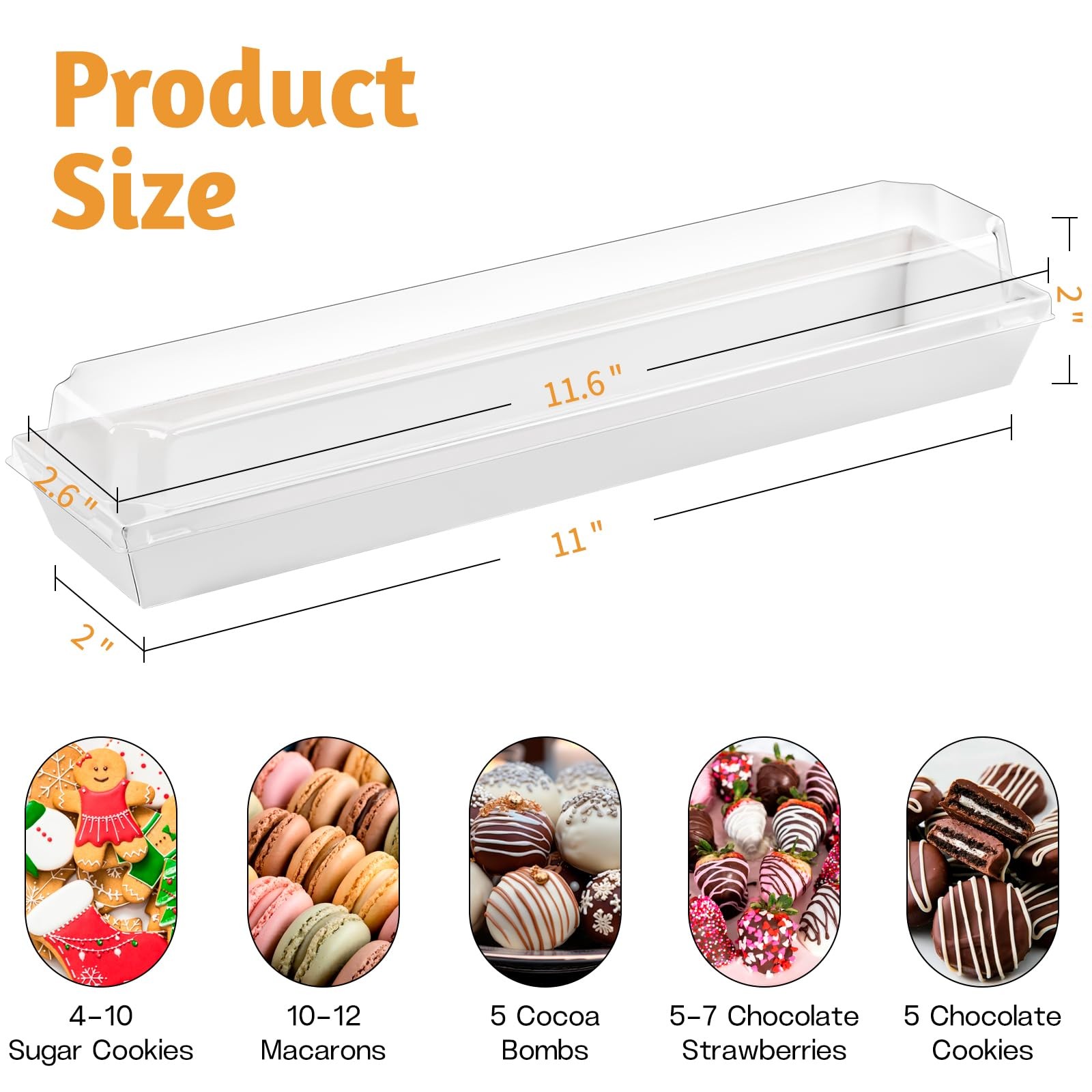 25 Pack Paper Strawberry Boxes with Clear Lids, 12 x 2.6 x 2 Inches White Lon... gallery