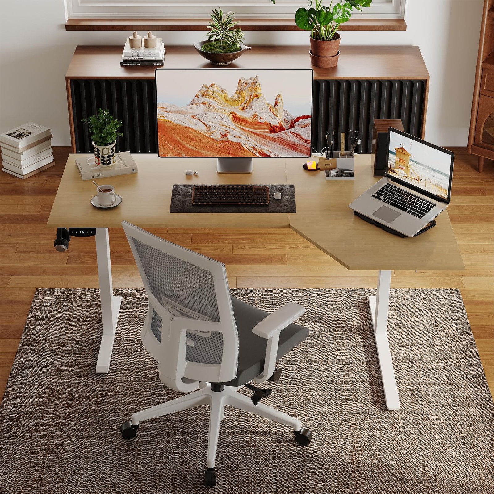 Electric Standing Desk, 59 x 35 Inch Adjustable Height Computer Desk Home Office gallery