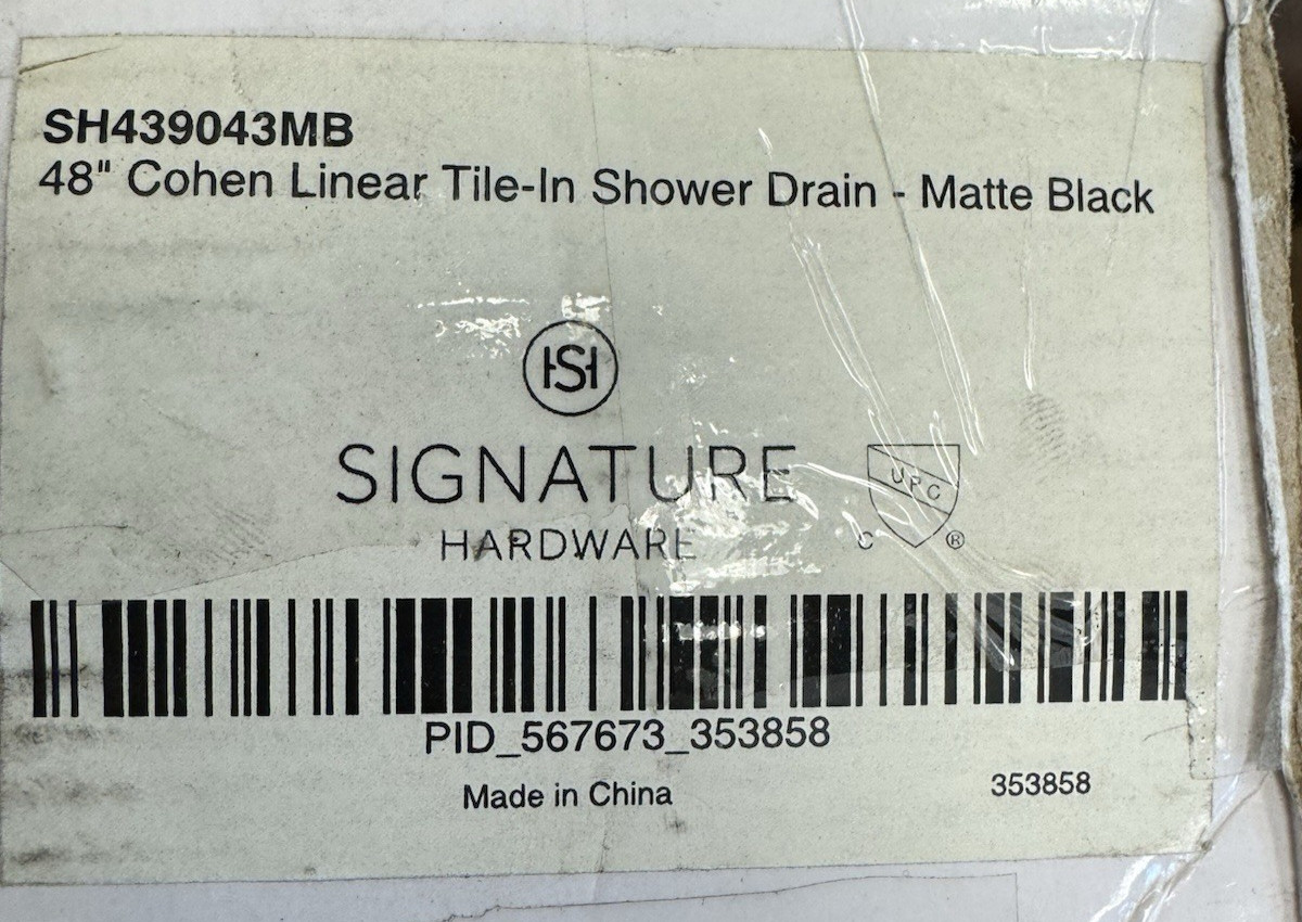 Signature Hardware 48" Cohen Tile-In Linear Shower Drain -MATTE BLACK(No Flange) gallery