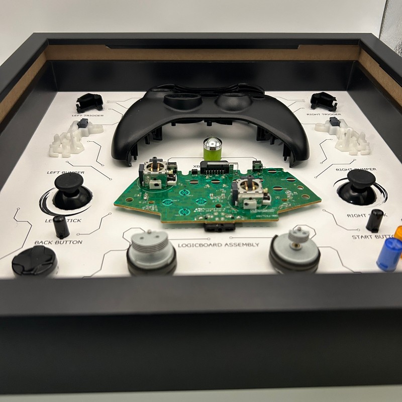 Framed Deconstructed XBOX 360 Controller | Teardown Wall Decor | Video Game Art gallery