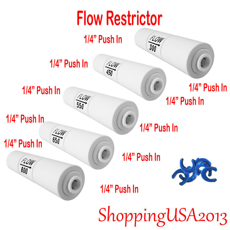 2 Pcs Flow Restrictor 1/4-1/4 Quick Connect Push In 300,450,550,650,800cc RO gallery