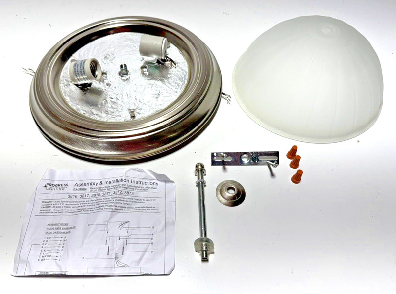 Progress lighting 2-Bulb Ceiling Fixture Model 3817-09 Brushed Nickel Finish gallery