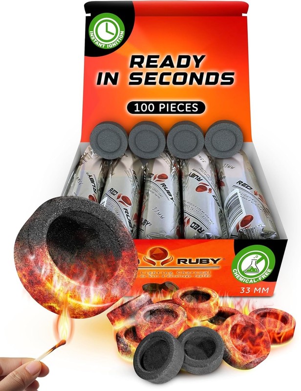 100 Pack Quick Light Charcoal Tablets for Incense - 33Mm Resin Burner gallery
