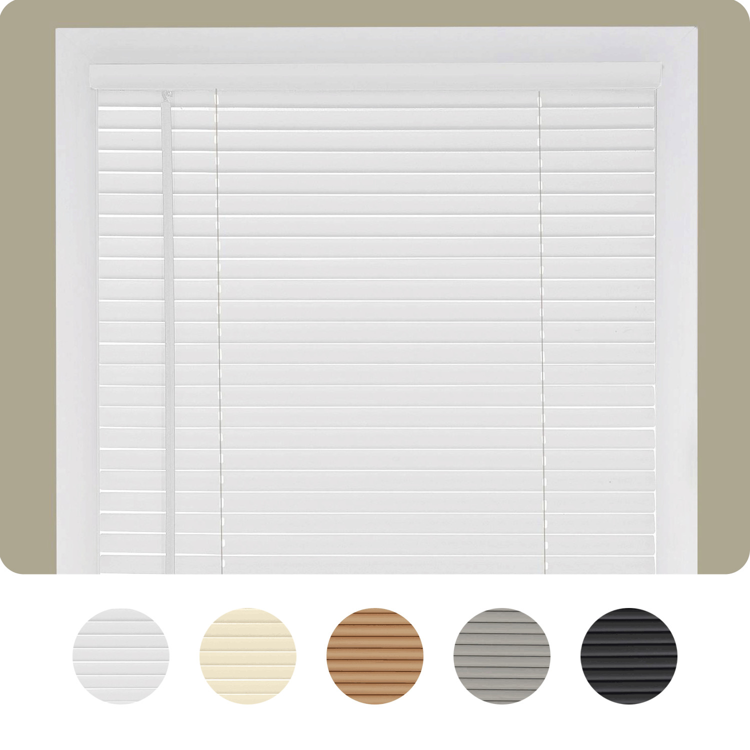 Cordless Window Blinds Mini Blinds 1" Black White Alabaster Wood Vinyl Blind gallery