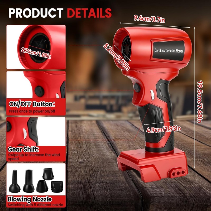 Cordless Leaf Blower for Milwaukee 18V Battery 130,000 RPM Jet Blower w/5 Nozzle gallery