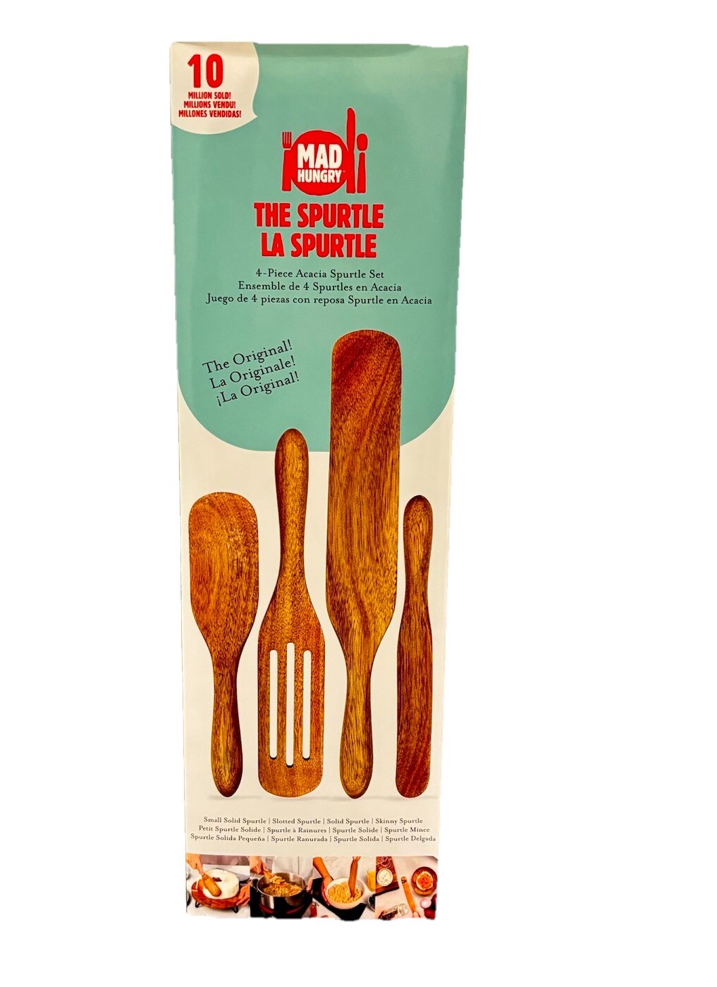 Mad Hungry Spurtle 4pc Set Acacia Premium Wood Finish Cooking Utensils Non-Stick gallery