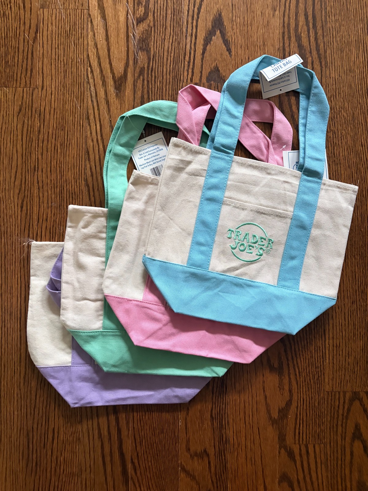 Trader Joe’s Official Mini Pastel Canvas Tote Bag Set of 4 (READ DESCRIPTION) gallery