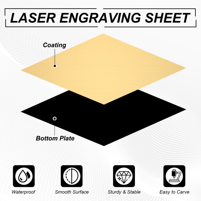 2Pcs 11.8x11.8" Double Color ABS Laser Engraving Sheet, Brushed Gold/Black gallery