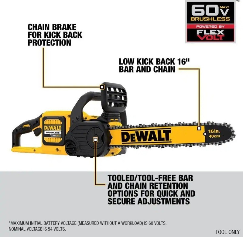 DeWALT DCCS670B 60V MAX FLEXVOLT 16” Brushless Chainsaw (Tool Only) gallery