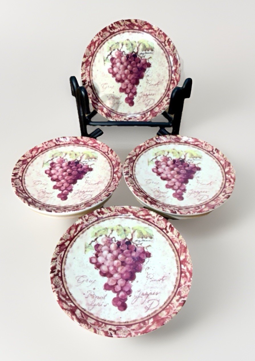 CounterArt Grape Wine Bottle Coasters Set of 5 Ceramic Appetizer Plates gallery