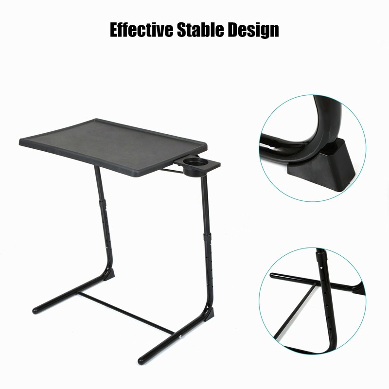 Portable Height Adjustable Laptop Table TV Tray Desk Overbed Stand w/Cup Holder gallery