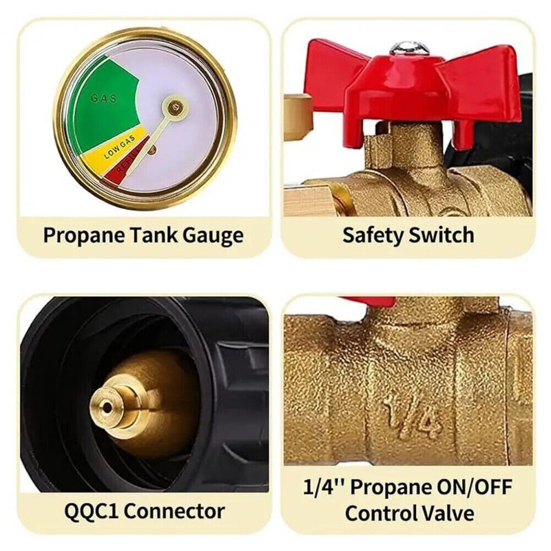 1-4 Propane Refill Adapter With Valve and Gauge Fill 1Lb Bottle From 5-40Lb Tank gallery