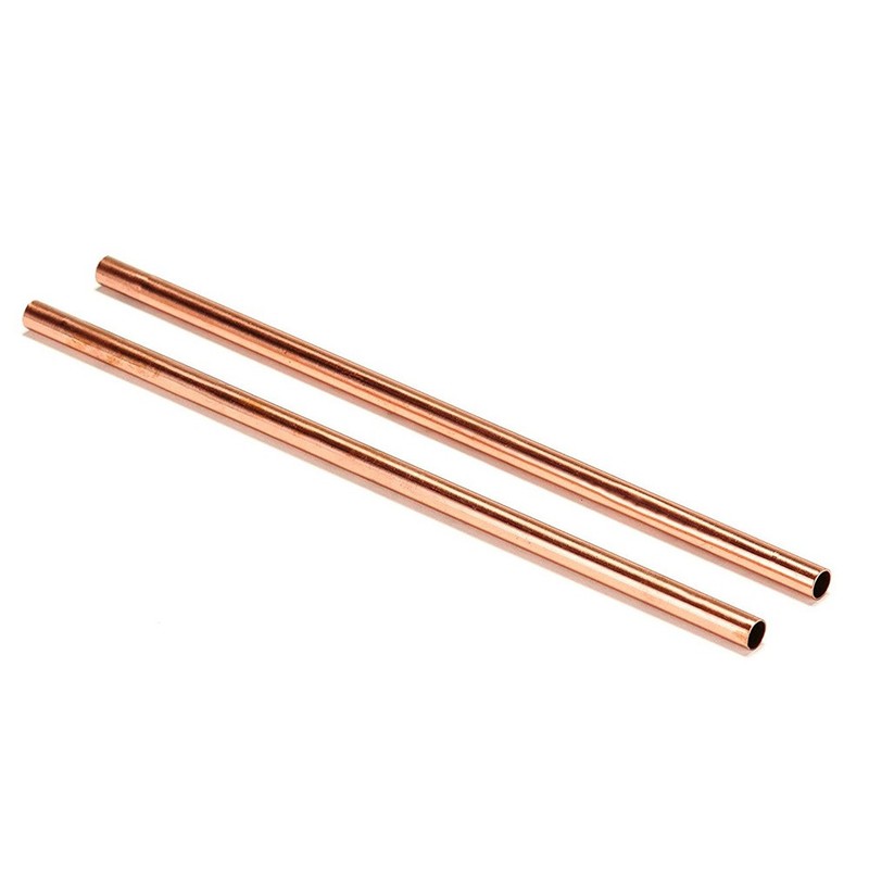 Reusable 100% Copper Drinking Straws 8" – Set of 2 – Solid Metal Cocktail Straws gallery