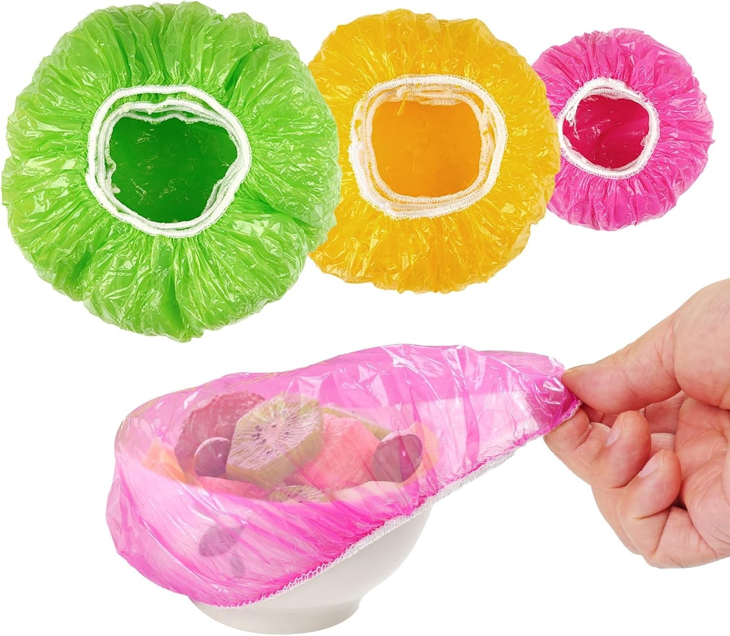 60 Pcs Elastic Food Bowl Covers Reusable Stretch Plastic Wrap Dish Plate Covers gallery