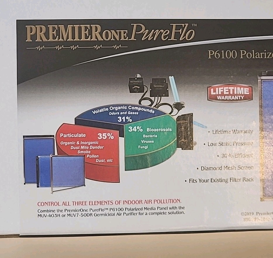 PREMIERone PureFlo P6100-1625 Polarized Panel w/ 2 Filters/Power Cord Free Ship! gallery