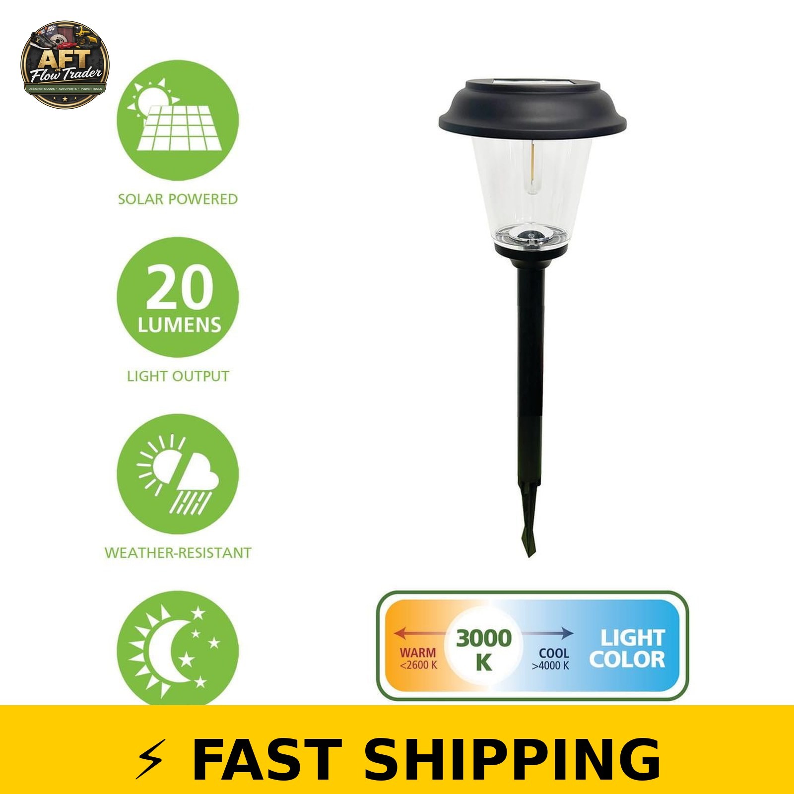Better Homes & Gardens Elijah Solar Pathway Light - Black gallery