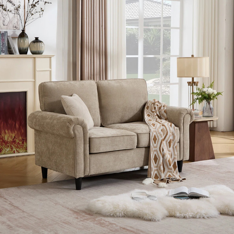 Chenille 2 Seater Sofa, Modern Rolled Arms, Deep Seat Living Room Furniture gallery
