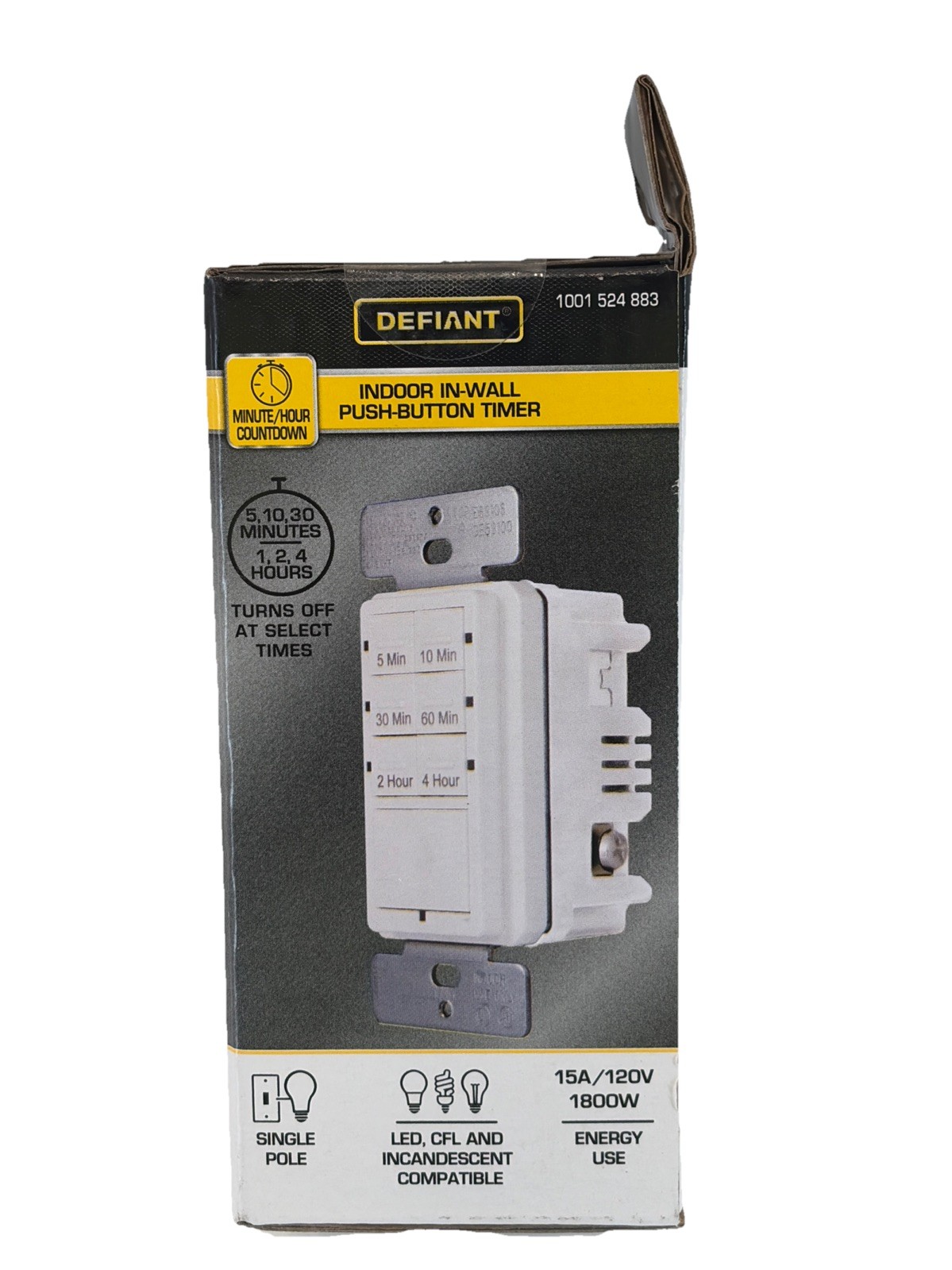 In Wall Push Button Countdown Timer Switch with Screw Terminals 15A Up To 4 Hour gallery