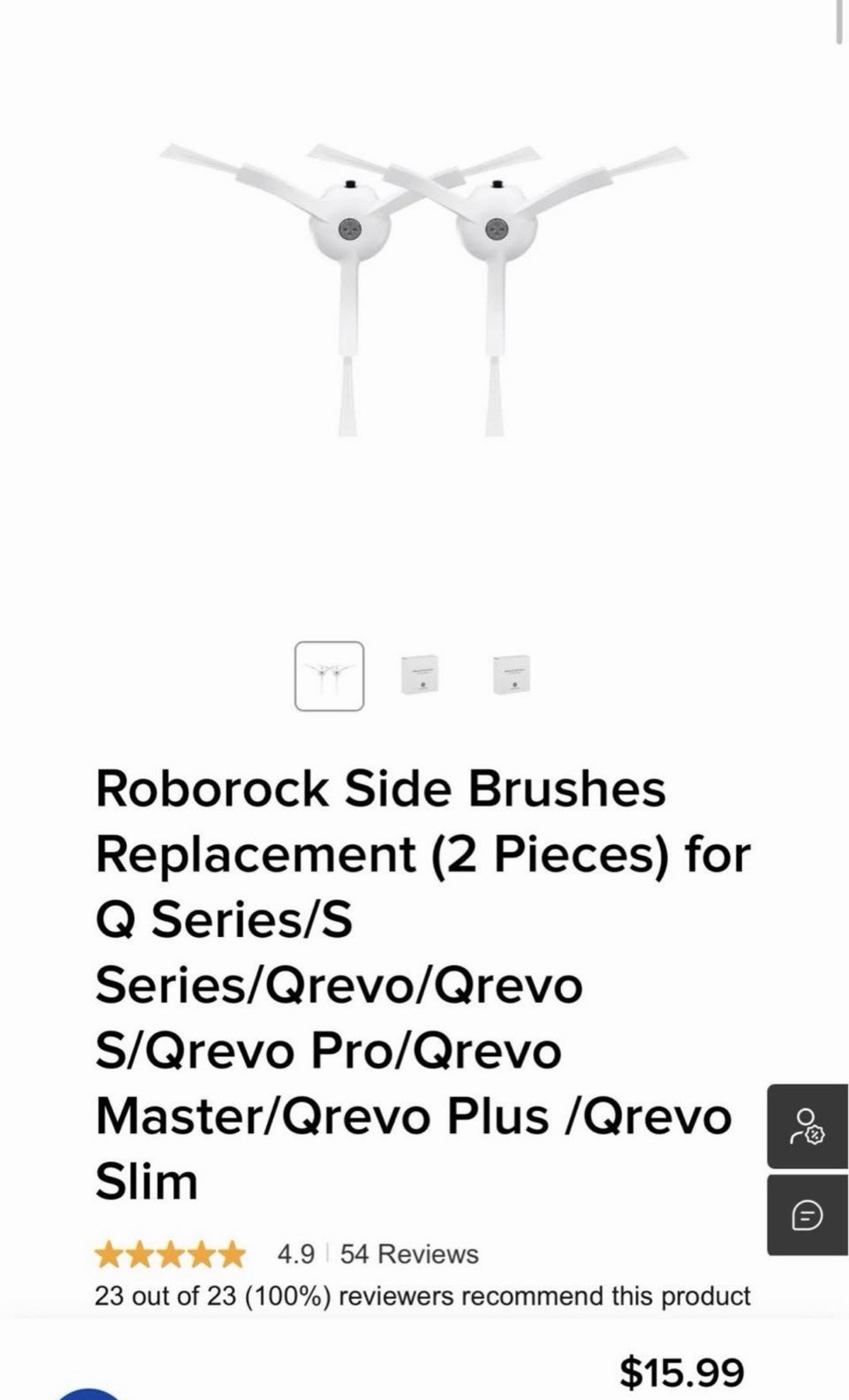 Roborock Side Brushes, 2p, Q Series/S Series/Qrevo/Qrevo S/Pro/Master/Plus /Slim gallery