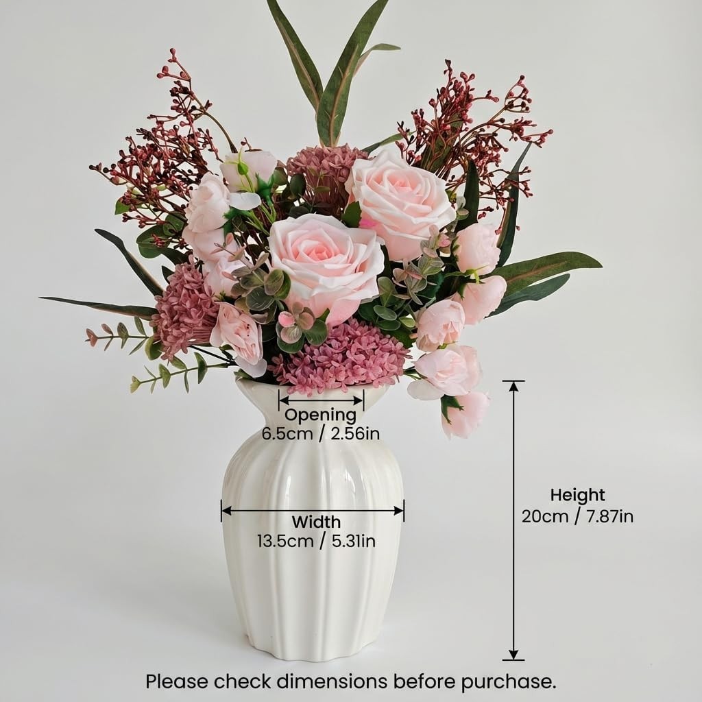 White Ceramic Vase 7.9in Tall Slim Modern Flower Home Decor gallery