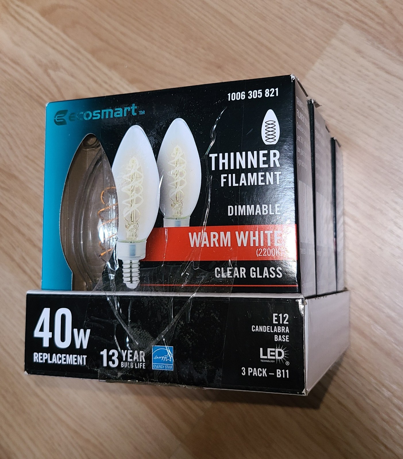 (12 Ct) EcoSmart LED Edison Light Bulb Warm White 2200K B11 40W Thinner Filament gallery