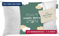 ComfyDown 12×20 Throw Pillow Insert, Down & Feather Fill, 100% Cotton Cover, Mad