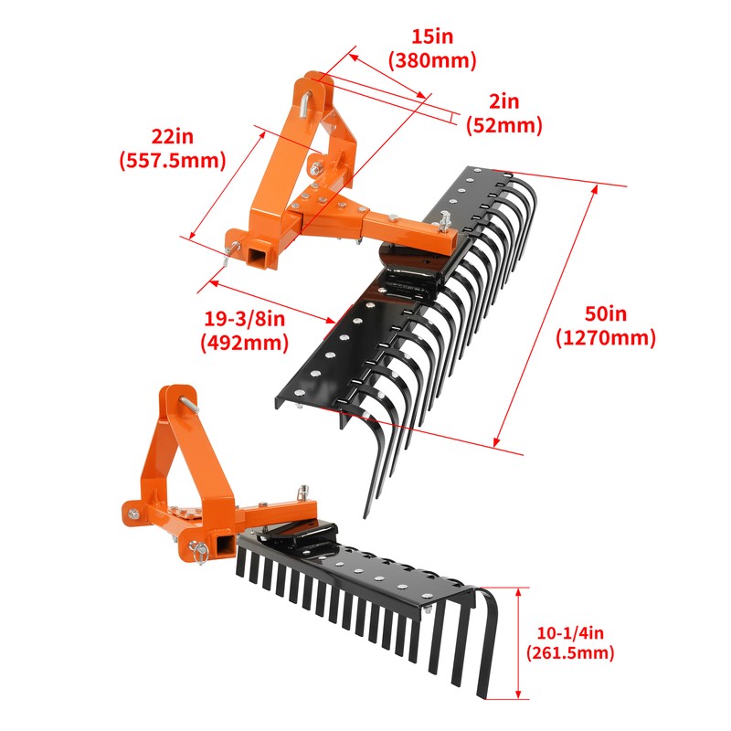 3-Point Landscape Rake 5 FT For Category-0 Tractor Hookup Landscaper Grass Comb gallery