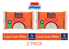 (2 PACK) BEN’S ORIGINAL Enriched Long Grain White Rice, Parboiled Rice, 5 LB Bag