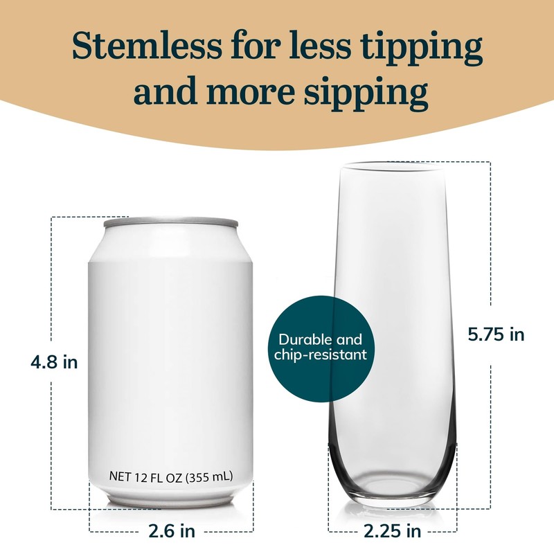 Libbey Stemless Champagne Flute Glasses 8.5-ounce Set of 12 Standard Packaging gallery