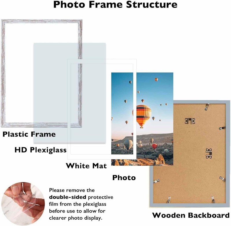 12x16 Picture Frame Rustic White with 11x14 Mat, Display Photo 11x14 with Mat gallery