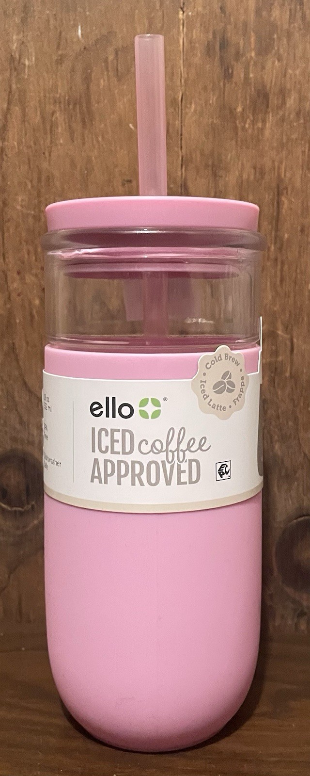 ELLO Iced Coffee Approved Glass Coffee Latte & Frappe 18oz Tumbler - Peony - NEW gallery
