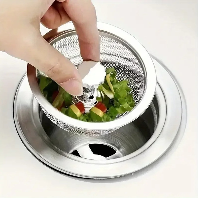 2Set Kitchen Sink Strainer With Handle & Stopper – Stainless Steel Drain Filter gallery