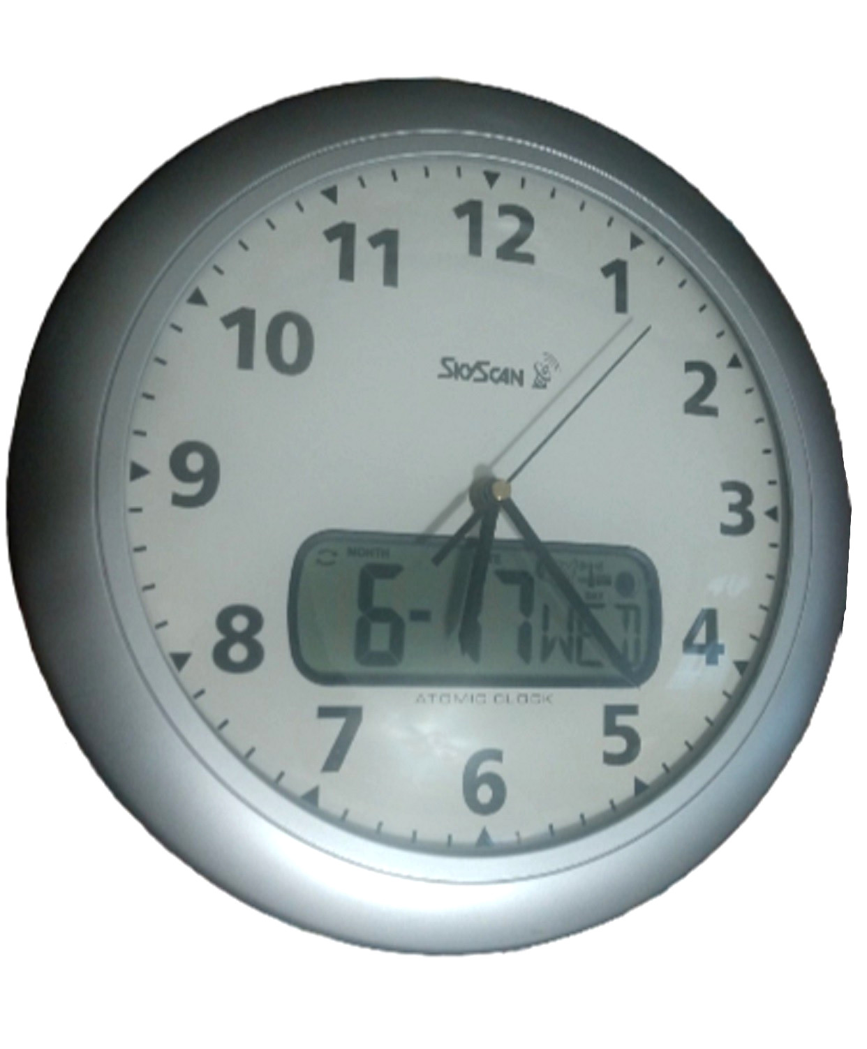 SkyScan Atomic Wall Clock Silver Color Quiet Sweep analog digital calendar auto gallery