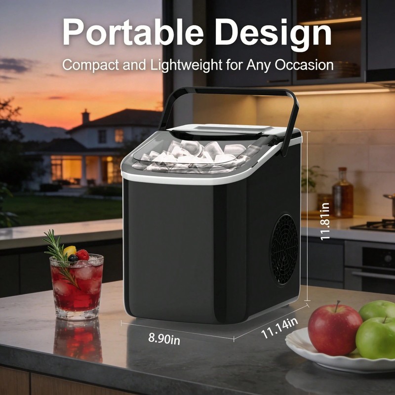 Countertop Ice Maker Compact 26lbs Auto-Clean 11.8" Portable for Camping RV NEW gallery