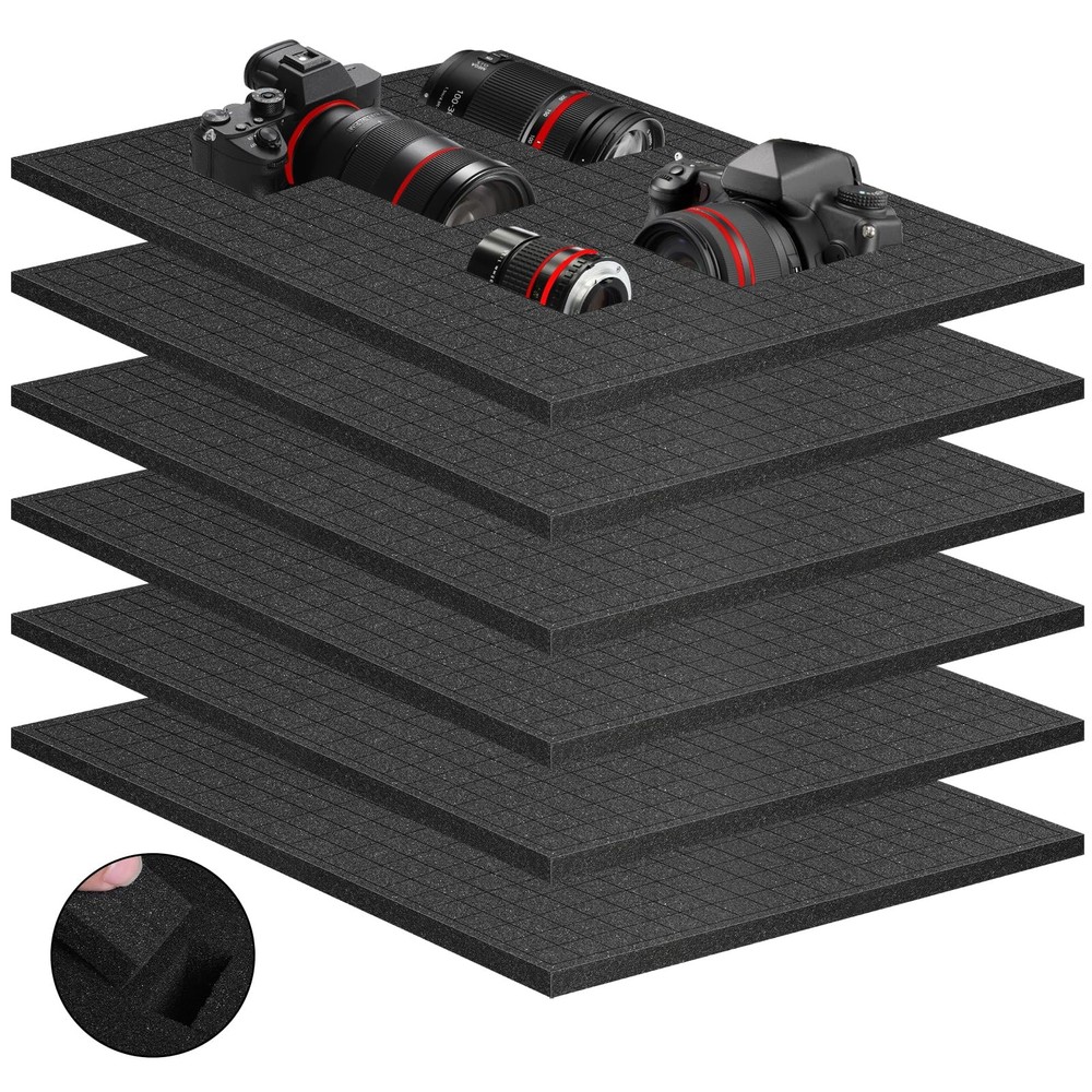 6Pcs Polyurethane Foam Inserts -16 x 12 x 0.8 Inch Pick and Pluck Foam Paddin...