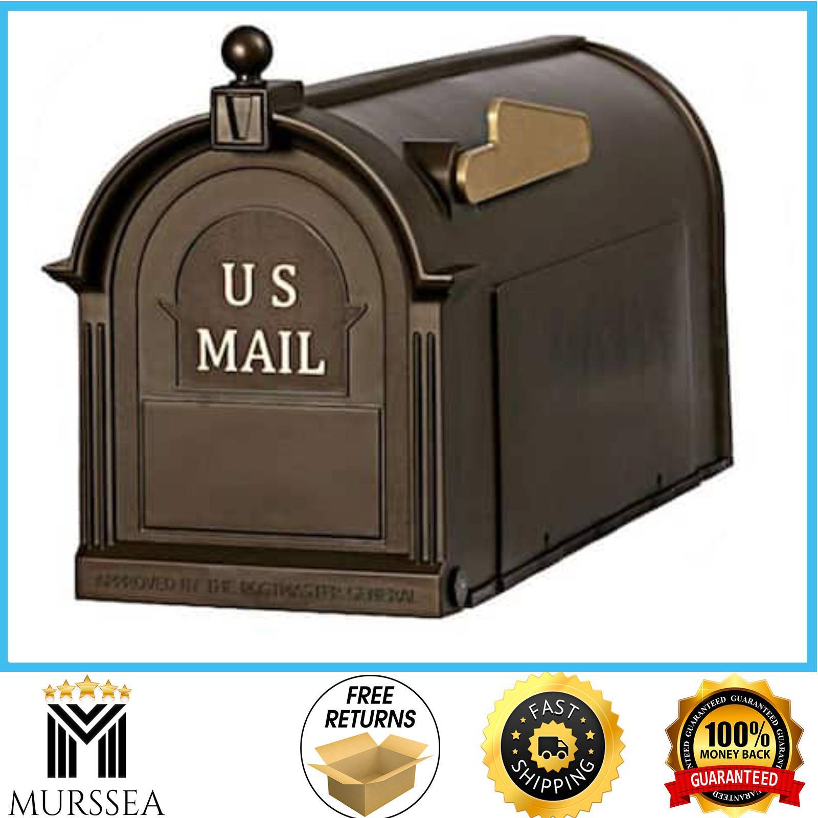 Bronze Post Mount Mailbox, Large, Keeps Mail Dry, Heavy Duty for Rural gallery