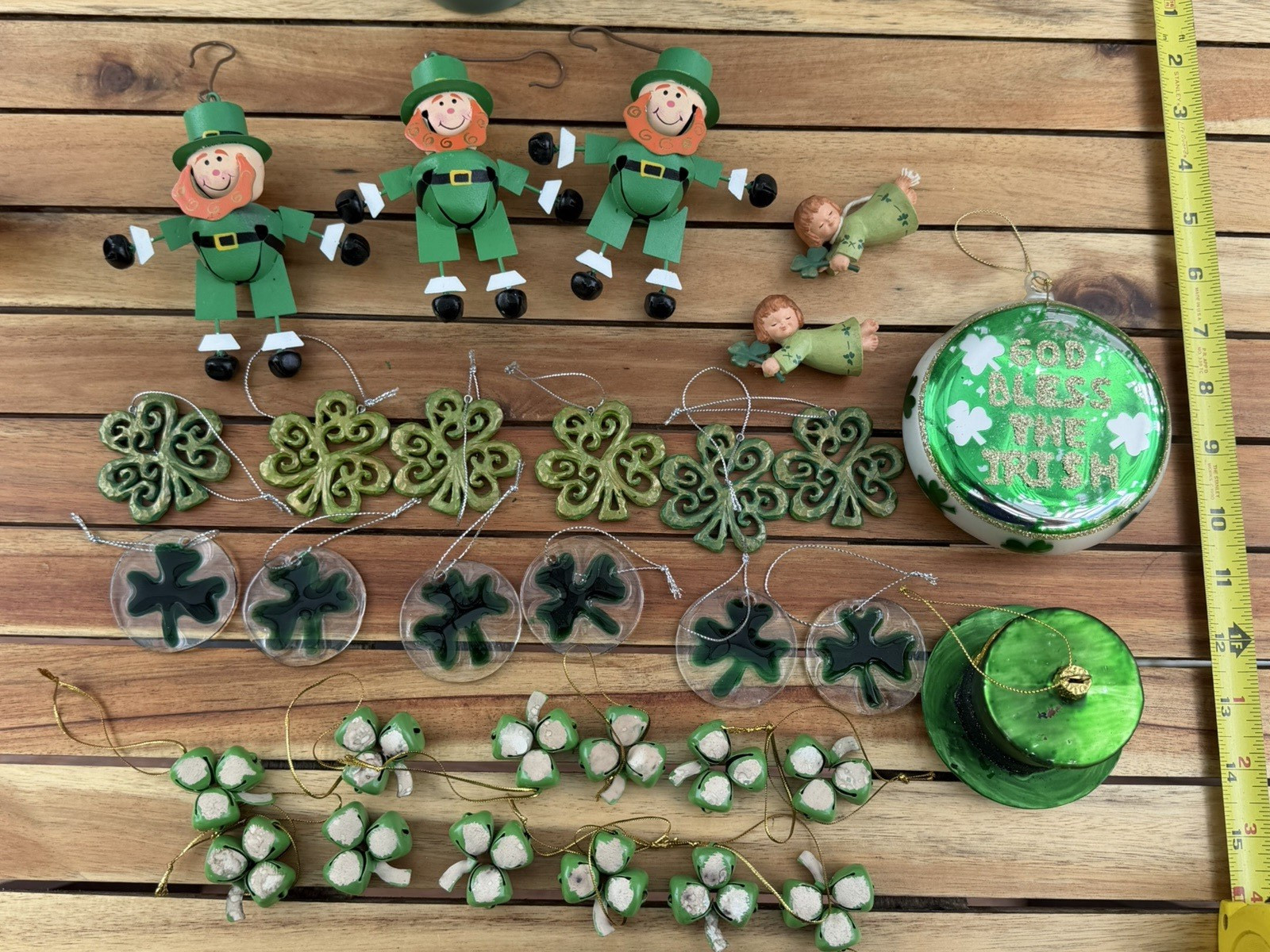 VTG Irish Theme Ornament Set 31pc Green Hanging Glass Bauble Christmas gallery