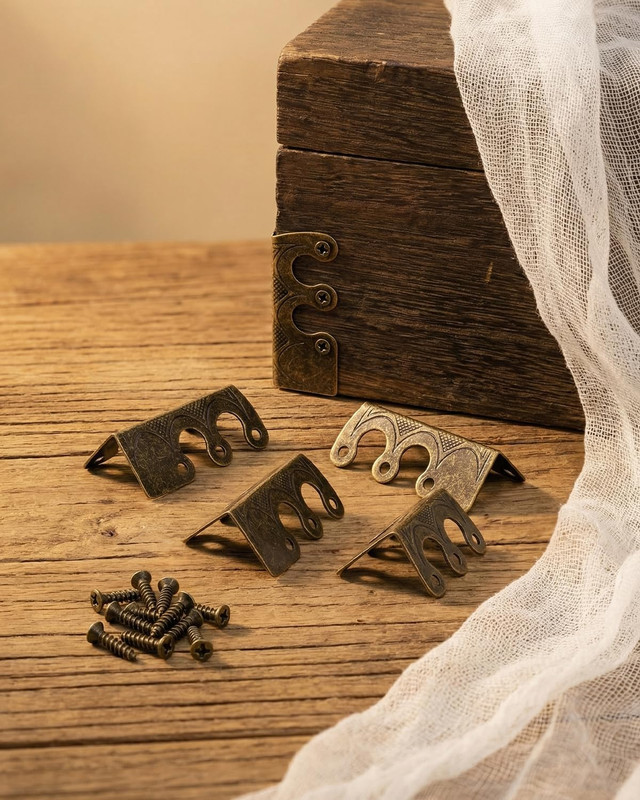 14 Pcs Solid Brass Corner Protectors Baseboard Furniture Vintage Style Skirting gallery