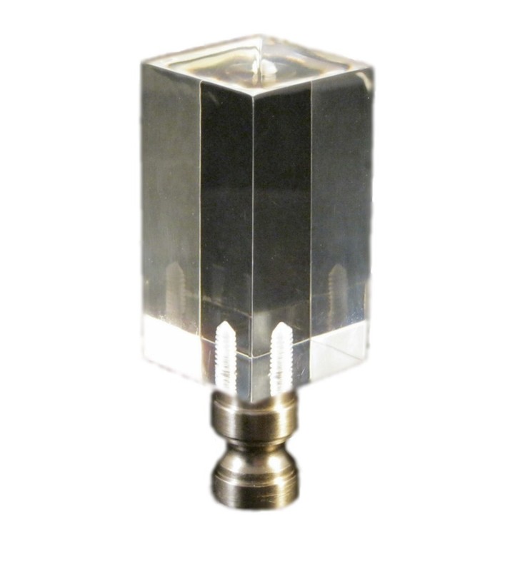 Lamp Finial-Transitional ACRYLIC RECTANGULAR CUBE W/PN BASE-CLEAR-FS gallery