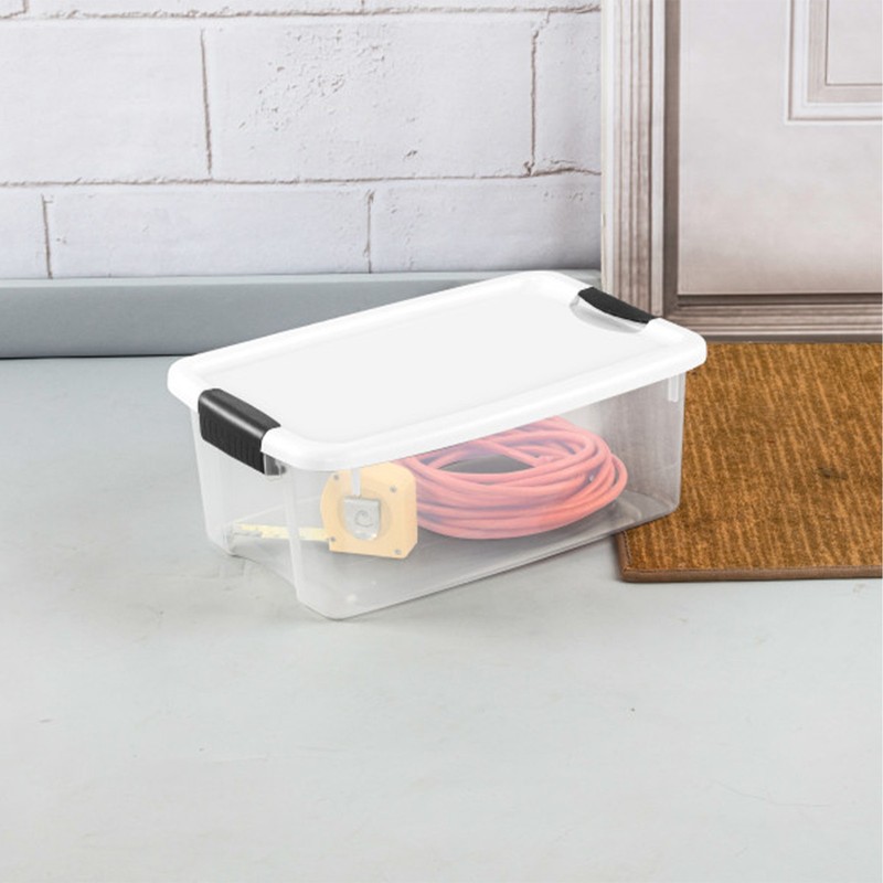 Sterilite 18 Qt Clear Plastic Stackable Storage Bin w/ White Latch Lid, (6 Pack) gallery