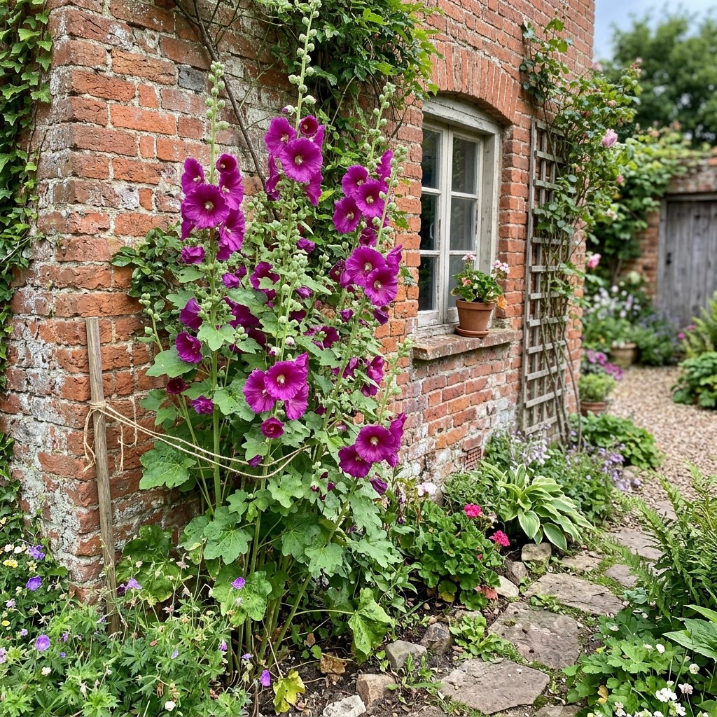 Spectacular 100 Hollyhock Flower Seeds, Purple - Fast Growing, Nature Inspired gallery
