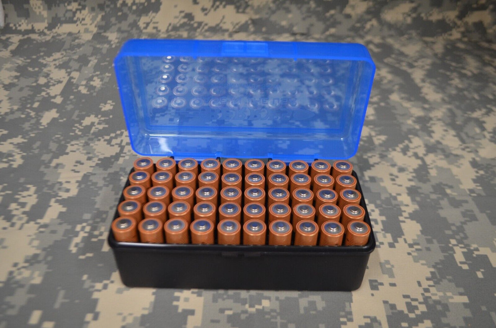 AA Battery Plastic Storage Box Bin Container HOLDS 50 BATTERIES ! (1) BLUE