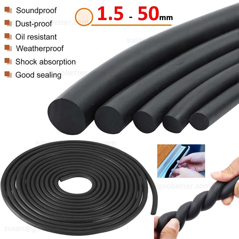 Solid Nitrile Rubber O-Ring Cord Oil Water Seal Gasket 1.5 to 50mm Dia Per Metre