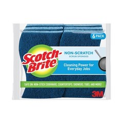 Scotch-Brite Non-Scratch Scrub Sponge, 4.4 x 2.6, 0.8″ Thick, Blue, 6/Pack